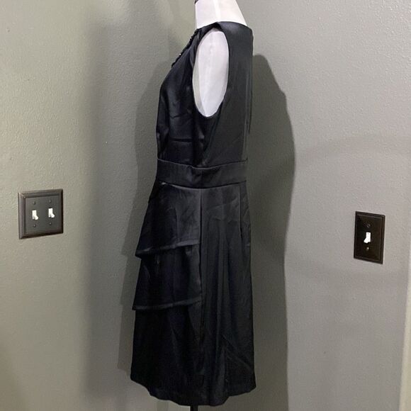 CONNECTED APPAREL SLEEVELESS BEADED TIERED Satin DRESS - Picture 9 of 12